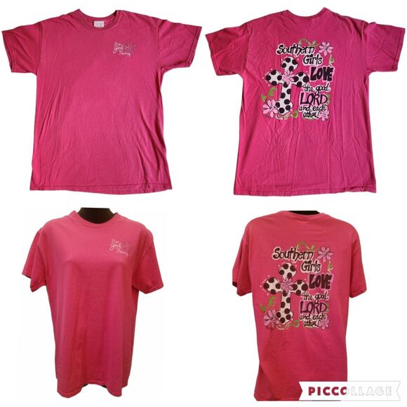 Itsa Girl Thing Pink Southern Girls Graphic T Shirt Sz M - Picture 1 of 12